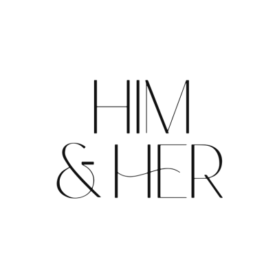 him & her transparent square logo